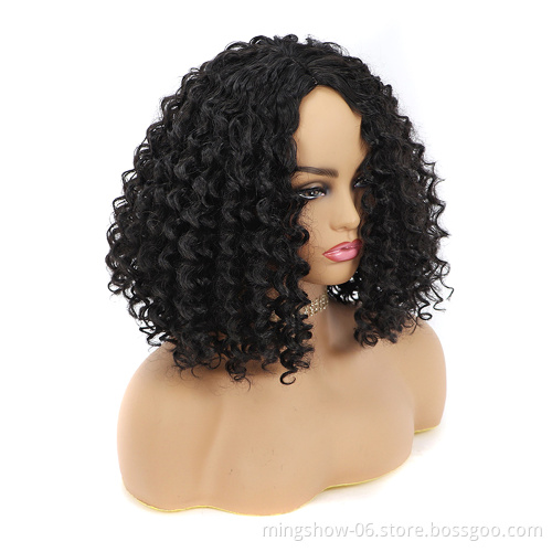 High quality afo synthetic cheap wavy kinky bob wig for black women